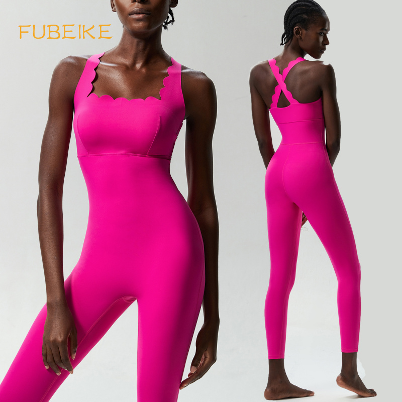 Yoga Fitness Jumpsuit - FUBEIKE Small Wave Beauty Back Yoga