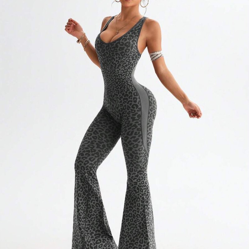 Yoga Overall Fitness - LEOSOXS Tuta leopardata sportiva da donna,