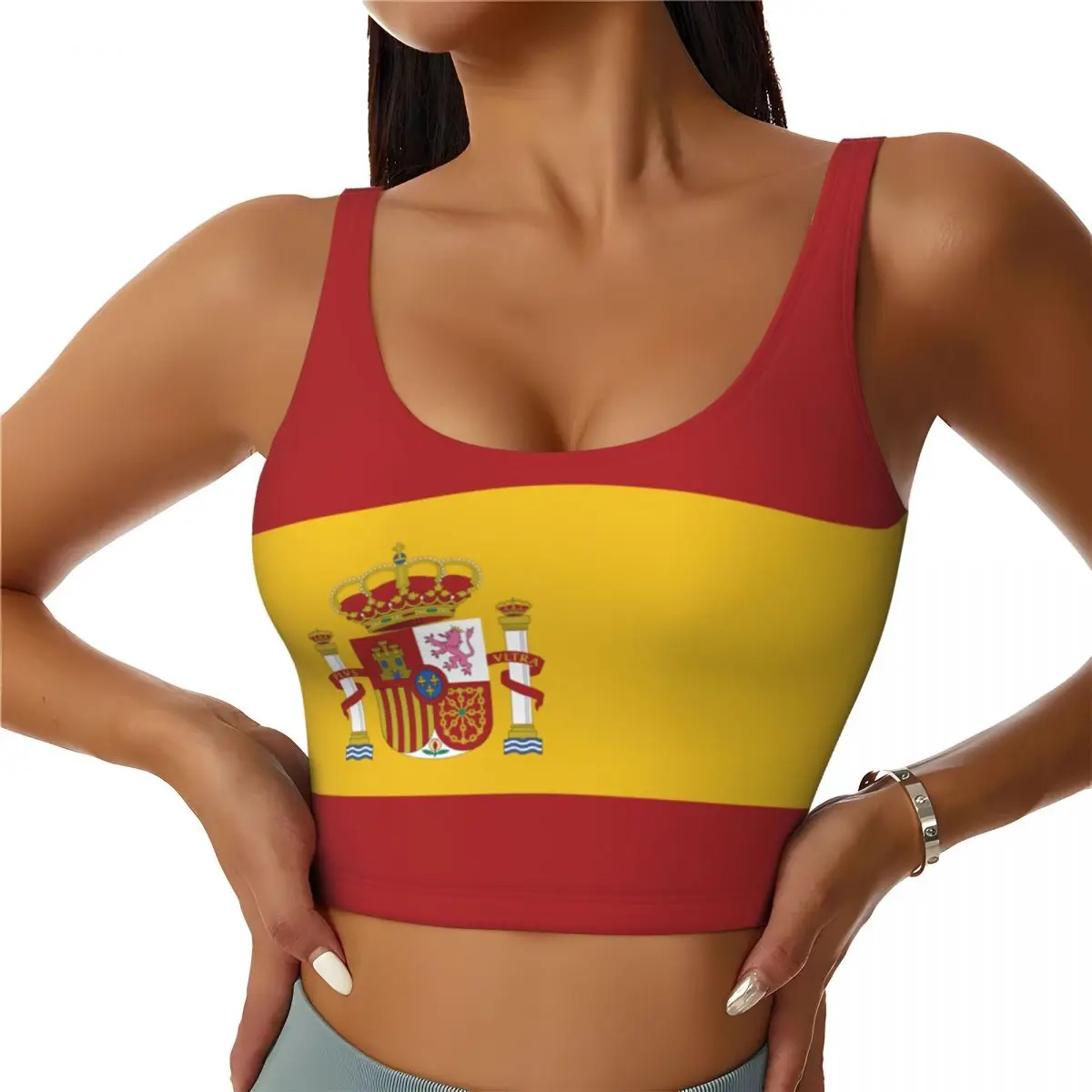 Yoga Fitness Women - Top basic con bandiera della Spagna