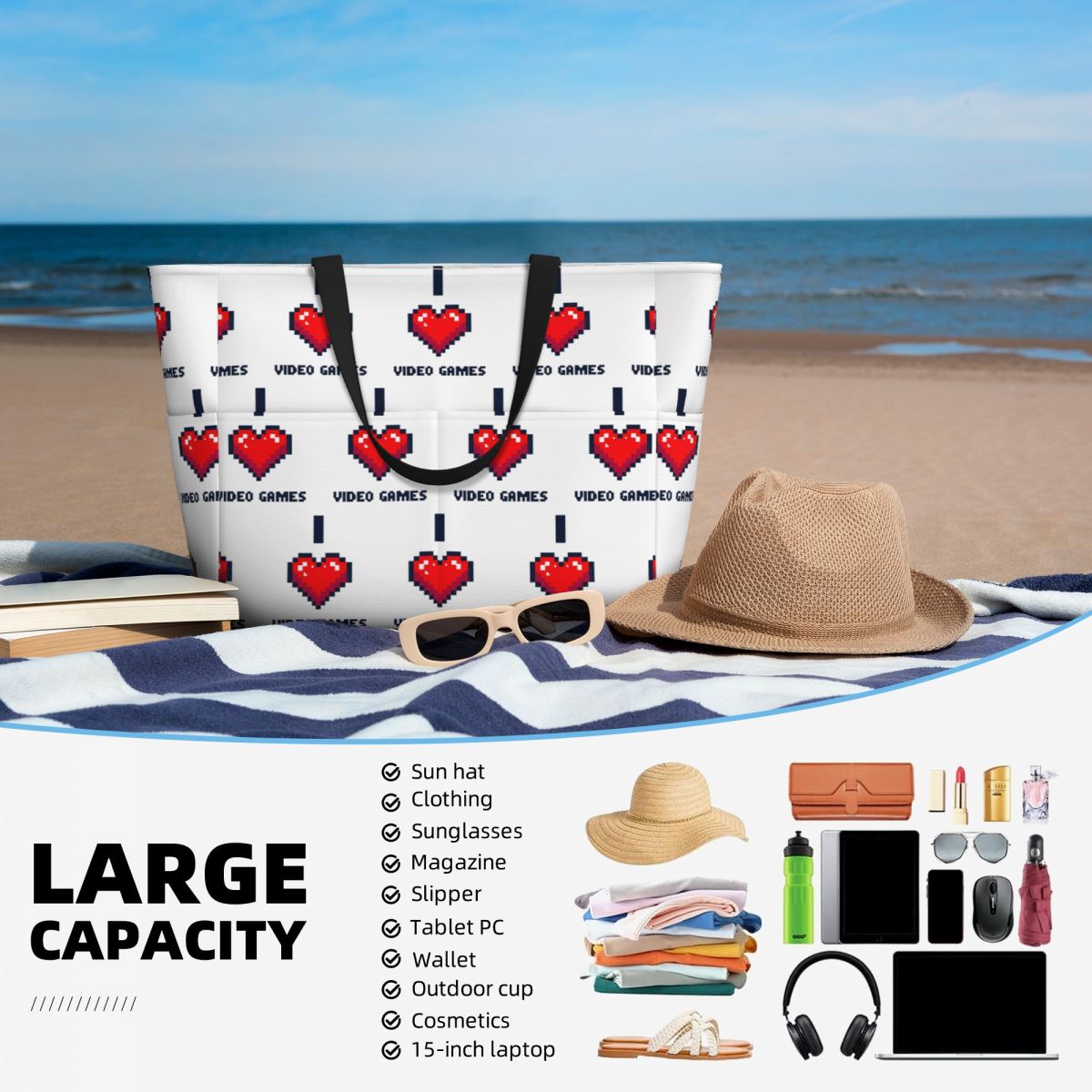 Borsa da spiaggia I Heart Vide - Yoga Fitness Video recensione e prezzo